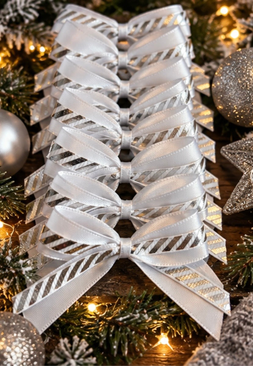 Double Candy cane stripe self adhesive bows