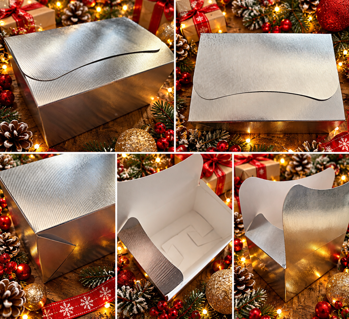 10x silver metallic gift boxes