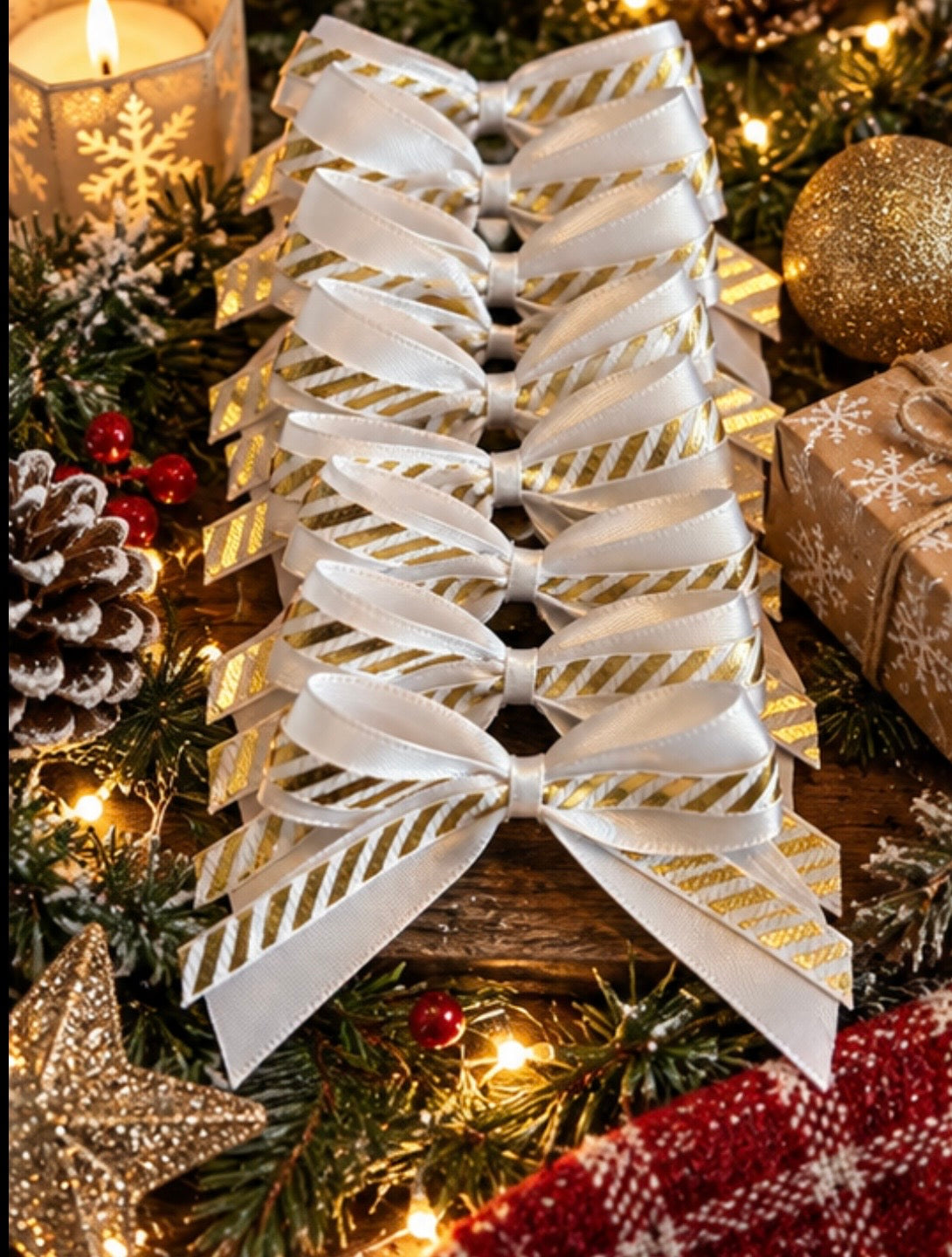 Double Candy cane stripe self adhesive bows