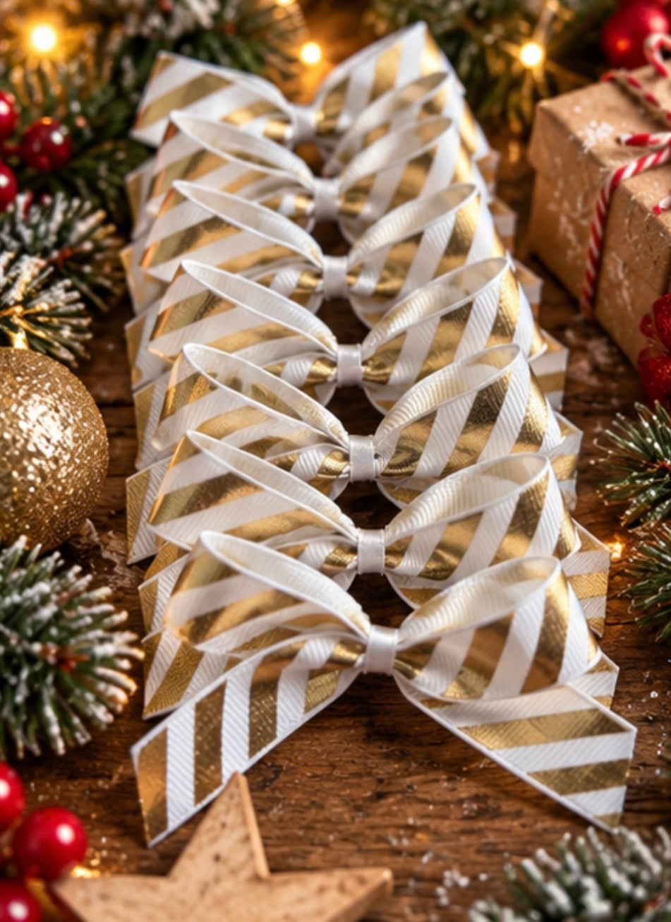 Candy cane stripe self adhesive bows